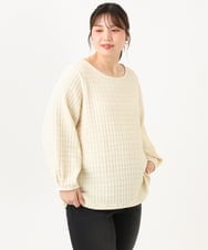 OLKLD19069 eur3(エウルキューブ) 【WEB先行販売】【大きいサイズ】千鳥ジャカードカットソー アイボリー