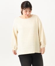 OLKLD19069 eur3(エウルキューブ) 【WEB先行販売】【大きいサイズ】千鳥ジャカードカットソー アイボリー