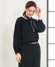 OLKLD19069 eur3(エウルキューブ) 【WEB先行販売】【大きいサイズ】千鳥ジャカードカットソー ブラック