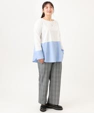 OLKLD20064 eur3(エウルキューブ) 【WEB先行販売】【大きいサイズ】シャツドッキングトップス ライトブルー