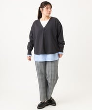 OLKLD20064 eur3(エウルキューブ) 【WEB先行販売】【大きいサイズ】シャツドッキングトップス ライトブルー