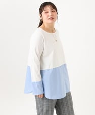 OLKLD20064 eur3(エウルキューブ) 【WEB先行販売】【大きいサイズ】シャツドッキングトップス ライトブルー