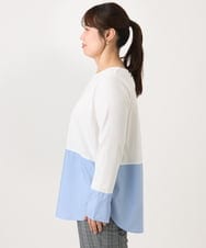 OLKLD20064 eur3(エウルキューブ) 【WEB先行販売】【大きいサイズ】シャツドッキングトップス ライトブルー