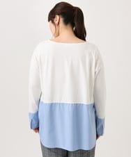 OLKLD20064 eur3(エウルキューブ) 【WEB先行販売】【大きいサイズ】シャツドッキングトップス ライトブルー