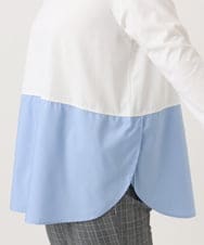 OLKLD20064 eur3(エウルキューブ) 【WEB先行販売】【大きいサイズ】シャツドッキングトップス ライトブルー
