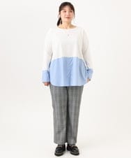 OLKLD20064 eur3(エウルキューブ) 【WEB先行販売】【大きいサイズ】シャツドッキングトップス ライトブルー
