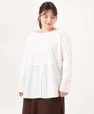 OLKLD20064 eur3(エウルキューブ) 【WEB先行販売】【大きいサイズ】シャツドッキングトップス ホワイト