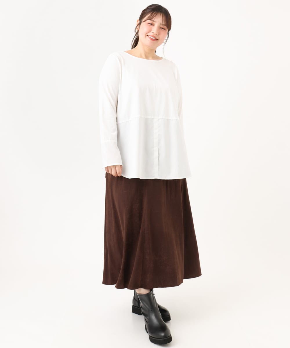 OLKLD20064 eur3(エウルキューブ) 【WEB先行販売】【大きいサイズ】シャツドッキングトップス ホワイト