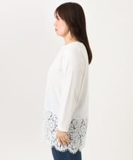 OLKLD21064 eur3(エウルキューブ) 【大きいサイズ】レースヘムカットソー ホワイト