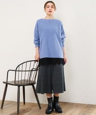 OLKLD21064 eur3(エウルキューブ) 【大きいサイズ】レースヘムカットソー ブラック