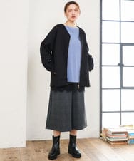 OLKLD21064 eur3(エウルキューブ) 【大きいサイズ】レースヘムカットソー ブラック