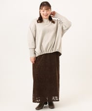 OLKLD31089 eur3(エウルキューブ) 【大きいサイズ】スエードダンボールプルオーバー グレージュ