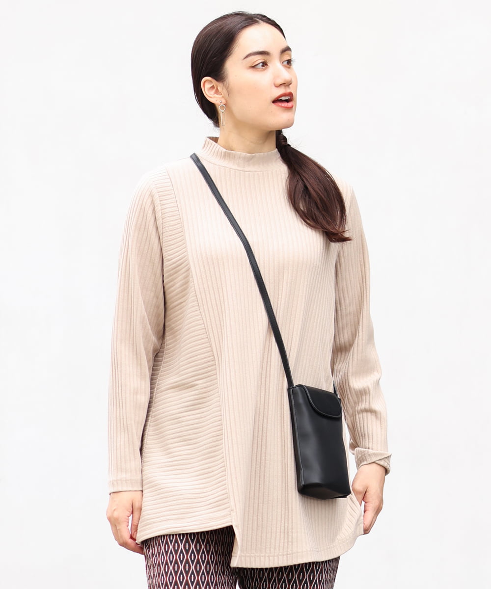 OLKLP07080 eur3(エウルキューブ) 【雑誌掲載】【大きいサイズ/11号サイズあり】リブハイネックチュニック ベージュ(82)