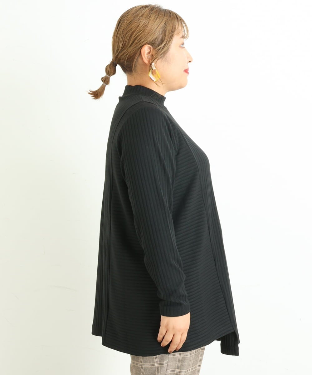 OLKLP07080 eur3(エウルキューブ) 【雑誌掲載】【大きいサイズ/11号サイズあり】リブハイネックチュニック ブラック(94)