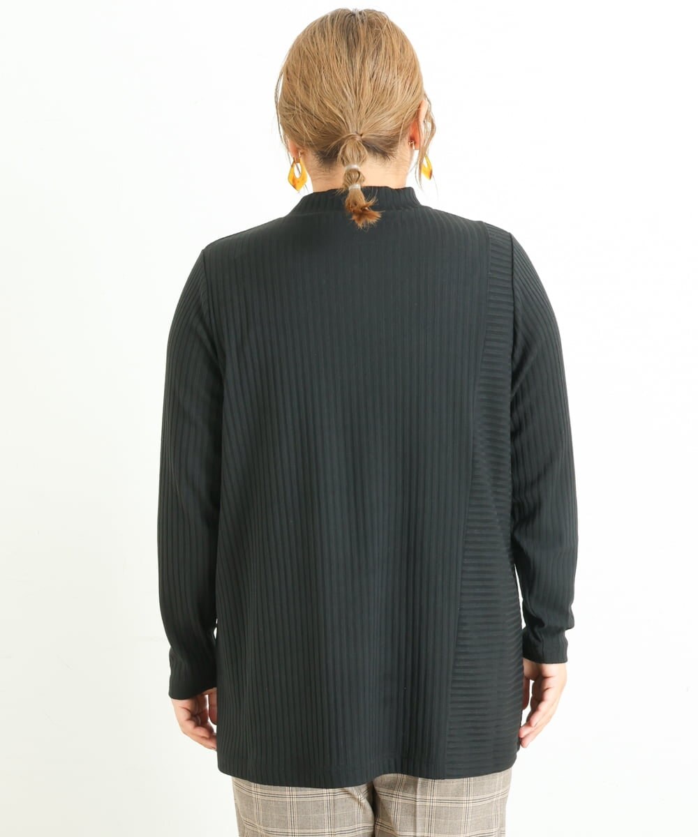 OLKLP07080 eur3(エウルキューブ) 【雑誌掲載】【大きいサイズ/11号サイズあり】リブハイネックチュニック ブラック(94)