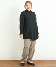 OLKLP07080 eur3(エウルキューブ) 【雑誌掲載】【大きいサイズ/11号サイズあり】リブハイネックチュニック ブラック(94)