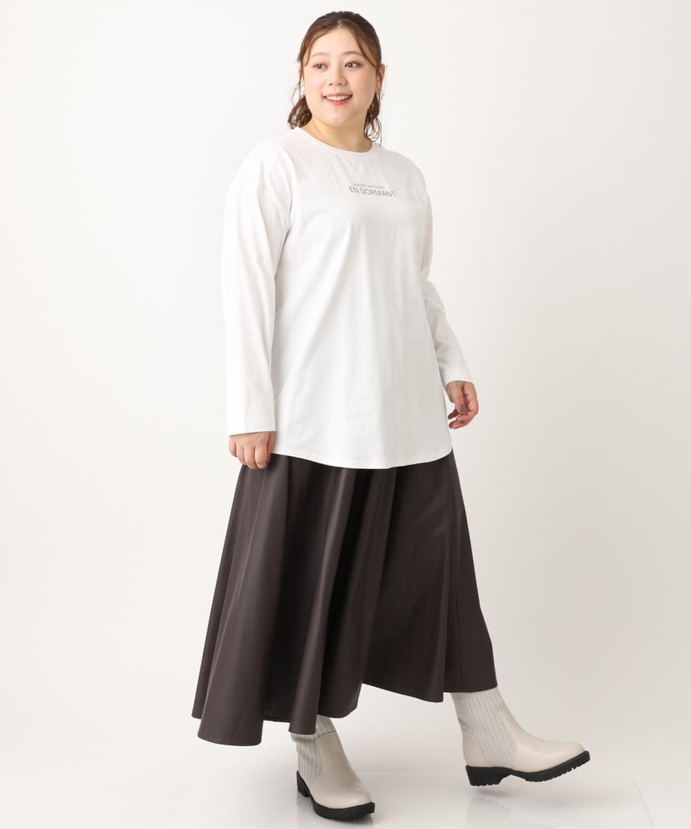 OLKLS13069 eur3(エウルキューブ) 【大きいサイズ/11号サイズあり】ドロップショルダーロゴTシャツ ホワイト(90)
