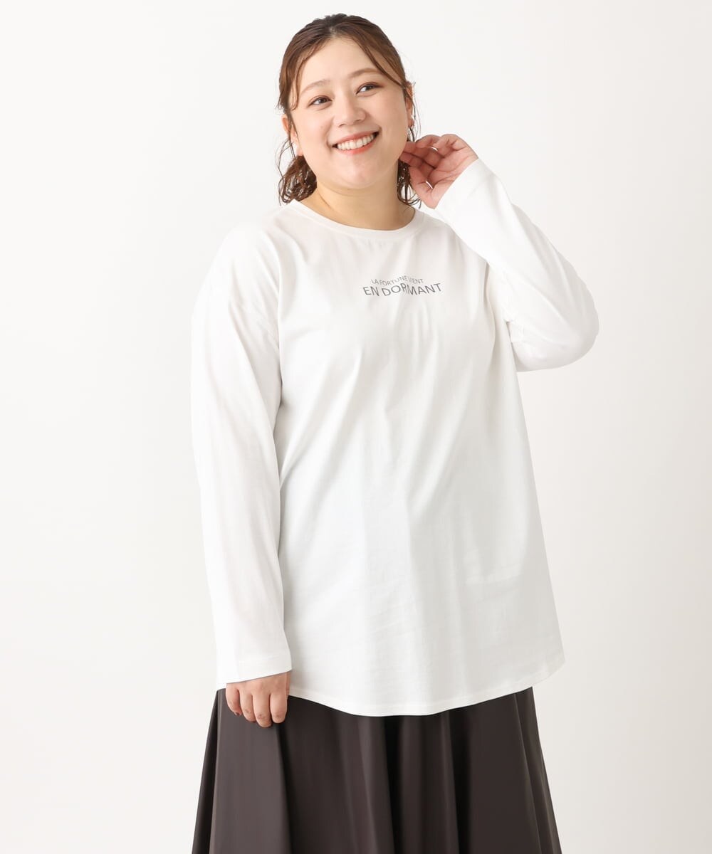 OLKLS13069 eur3(エウルキューブ) 【大きいサイズ/11号サイズあり】ドロップショルダーロゴTシャツ ホワイト(90)