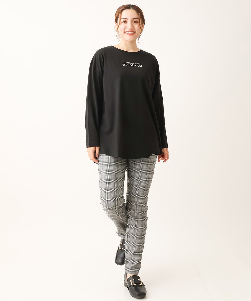 OLKLS13069 eur3(エウルキューブ) 【大きいサイズ/11号サイズあり】ドロップショルダーロゴTシャツ ブラック(94)