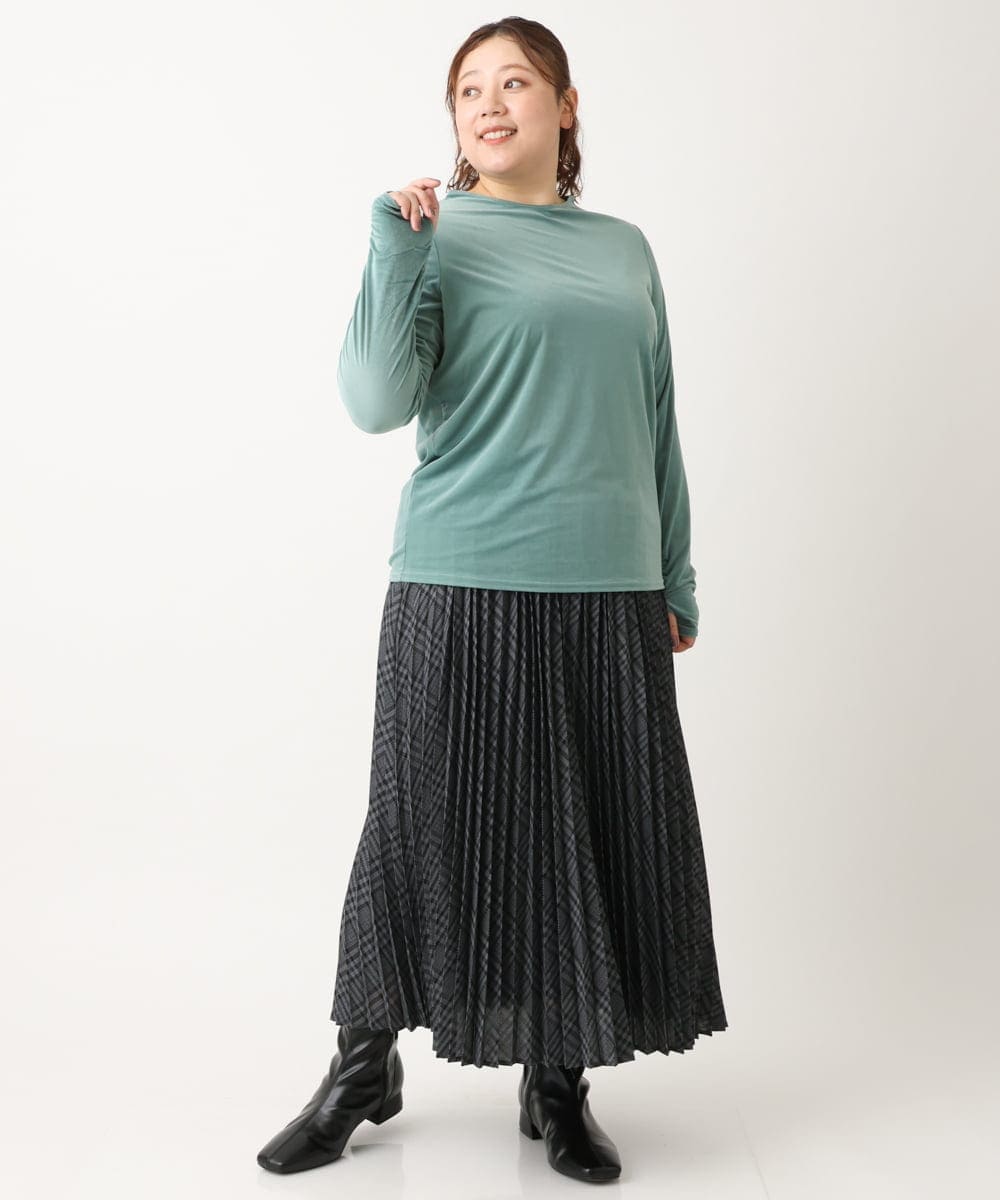 OLKLS15069 eur3(エウルキューブ) 【大きいサイズ/11号サイズあり】ベロアジャージートップス ライトグリーン(30)