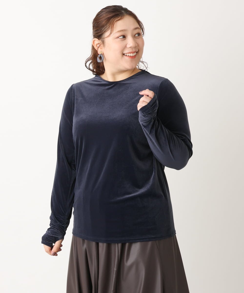 OLKLS15069 eur3(エウルキューブ) 【大きいサイズ/11号サイズあり】ベロアジャージートップス ダークグレー(93)