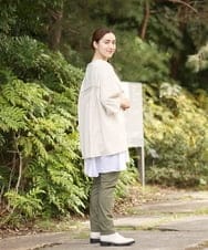 OLKLS22079 eur3(エウルキューブ) 【大きいサイズ】異素材パフスリーブトップス ライトグレー(91)