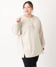 OLKLS22079 eur3(エウルキューブ) 【大きいサイズ】異素材パフスリーブトップス ライトグレー(91)