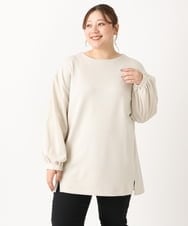 OLKLS22079 eur3(エウルキューブ) 【大きいサイズ】異素材パフスリーブトップス ライトグレー(91)