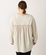 OLKLS22079 eur3(エウルキューブ) 【大きいサイズ】異素材パフスリーブトップス ライトグレー(91)