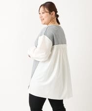 OLKLS22079 eur3(エウルキューブ) 【大きいサイズ】異素材パフスリーブトップス グレー(92)