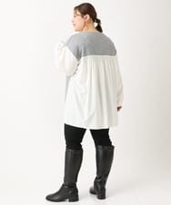 OLKLS22079 eur3(エウルキューブ) 【大きいサイズ】異素材パフスリーブトップス グレー(92)