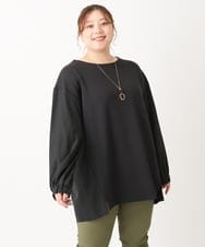OLKLS22079 eur3(エウルキューブ) 【大きいサイズ】異素材パフスリーブトップス ブラック(94)