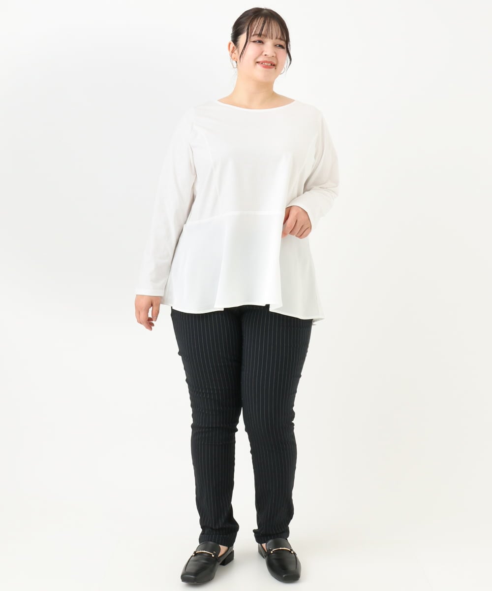 OLKLV11079 eur3(エウルキューブ) 【大きいサイズ】ペプラムトップス ホワイト(90)