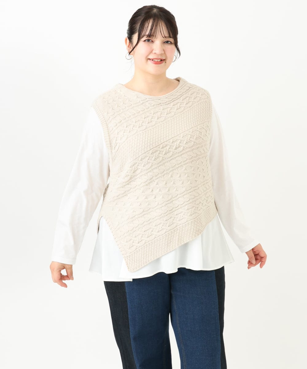 OLKLV11079 eur3(エウルキューブ) 【大きいサイズ】ペプラムトップス ホワイト(90)