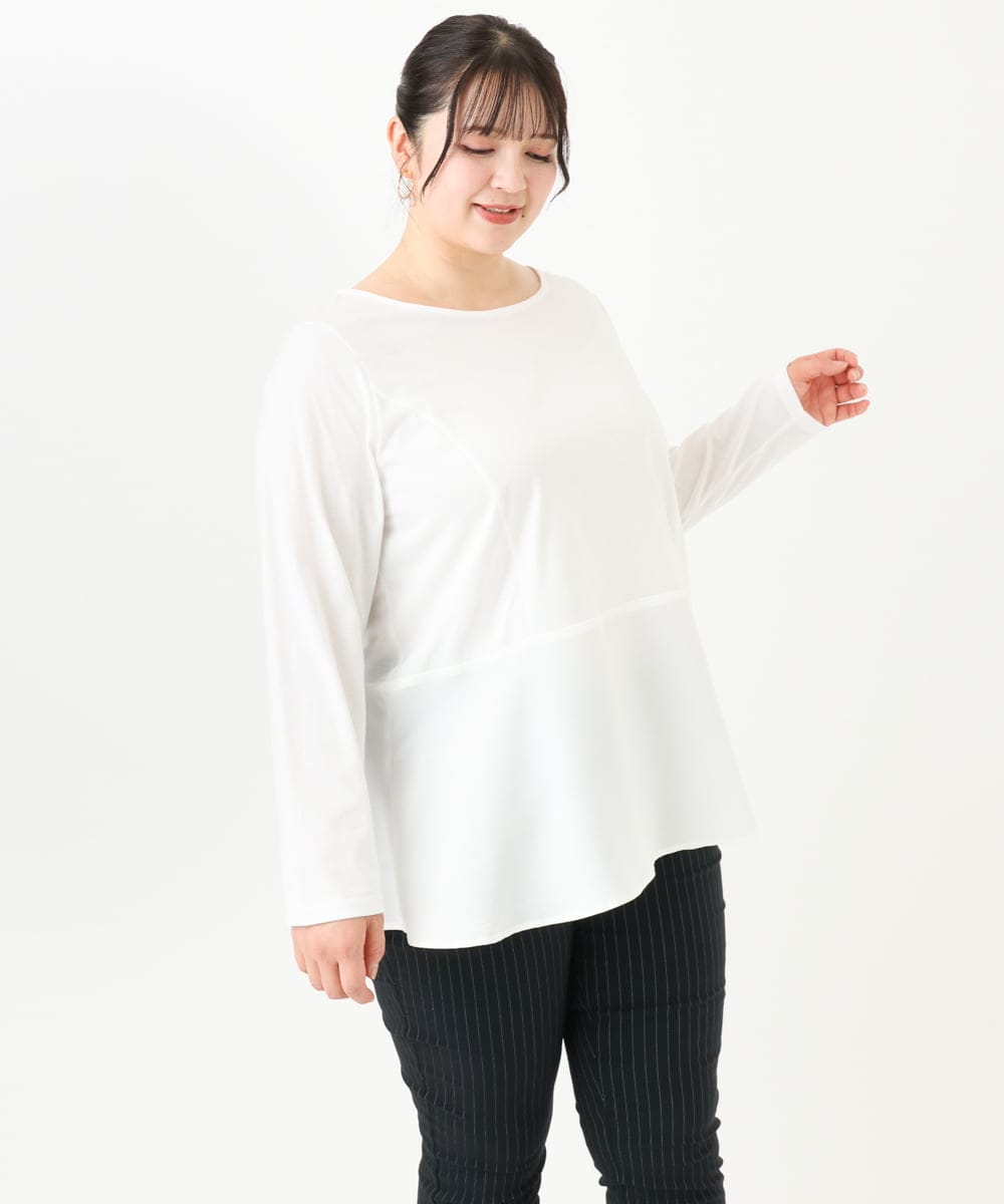 OLKLV11079 eur3(エウルキューブ) 【大きいサイズ】ペプラムトップス ホワイト(90)