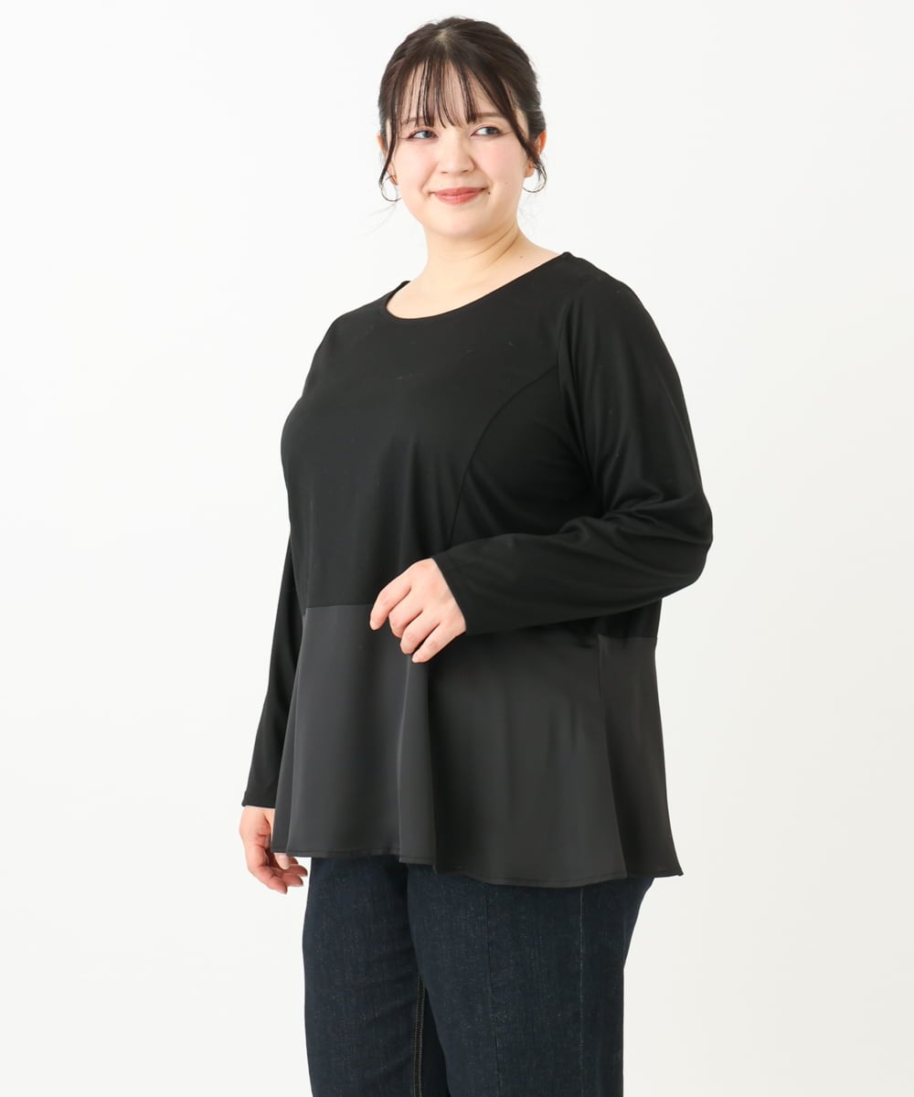 OLKLV11079 eur3(エウルキューブ) 【大きいサイズ】ペプラムトップス ブラック(94)