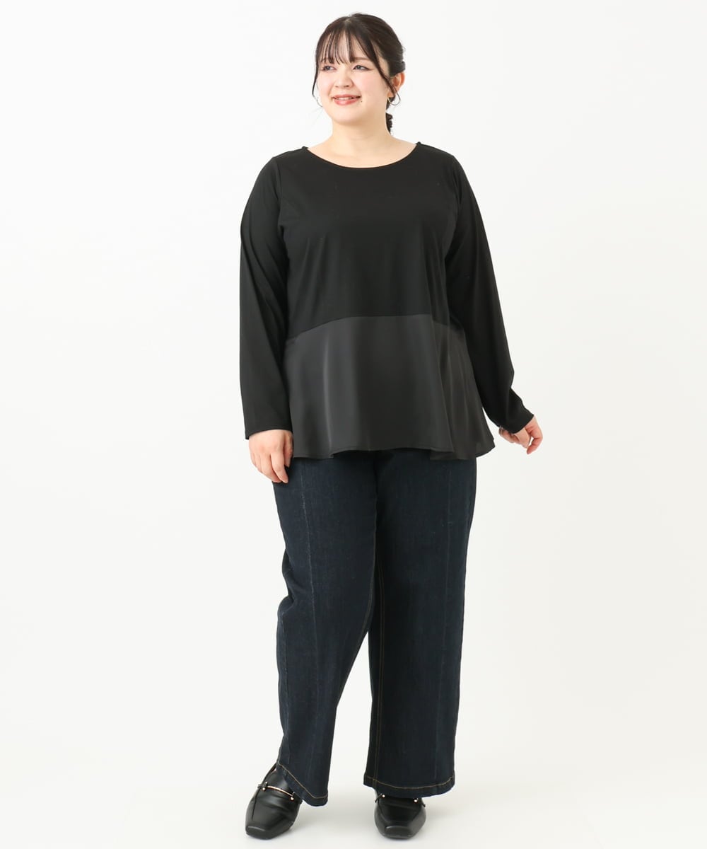 OLKLV11079 eur3(エウルキューブ) 【大きいサイズ】ペプラムトップス ブラック(94)