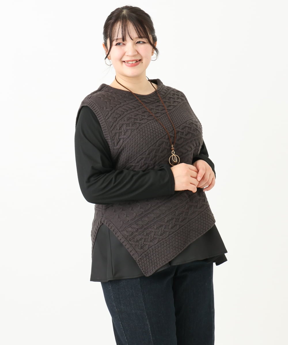 OLKLV11079 eur3(エウルキューブ) 【大きいサイズ】ペプラムトップス ブラック(94)
