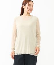 OLKLV19044 eur3(エウルキューブ) 【大きいサイズ】シアーラメカットソー アイボリー(80)