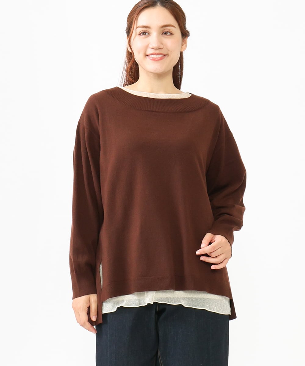 OLKLV19044 eur3(エウルキューブ) 【大きいサイズ】シアーラメカットソー アイボリー(80)