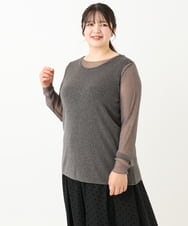 OLKLV19044 eur3(エウルキューブ) 【大きいサイズ】シアーラメカットソー ダークグレー(93)