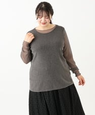 OLKLV19044 eur3(エウルキューブ) 【大きいサイズ】シアーラメカットソー ダークグレー(93)