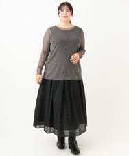 OLKLV19044 eur3(エウルキューブ) 【大きいサイズ】シアーラメカットソー ダークグレー(93)