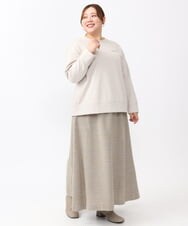 OLKLV20079 eur3(エウルキューブ) 【大きいサイズ】ミニ裏毛ドロップショルダートップス グレージュ(89)