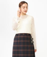 OLKLV21049 eur3(エウルキューブ) 【大きいサイズ】ストレッチレーストップス アイボリー(80)