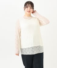 OLKLV21049 eur3(エウルキューブ) 【大きいサイズ】ストレッチレーストップス アイボリー(80)
