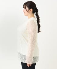 OLKLV21049 eur3(エウルキューブ) 【大きいサイズ】ストレッチレーストップス アイボリー(80)