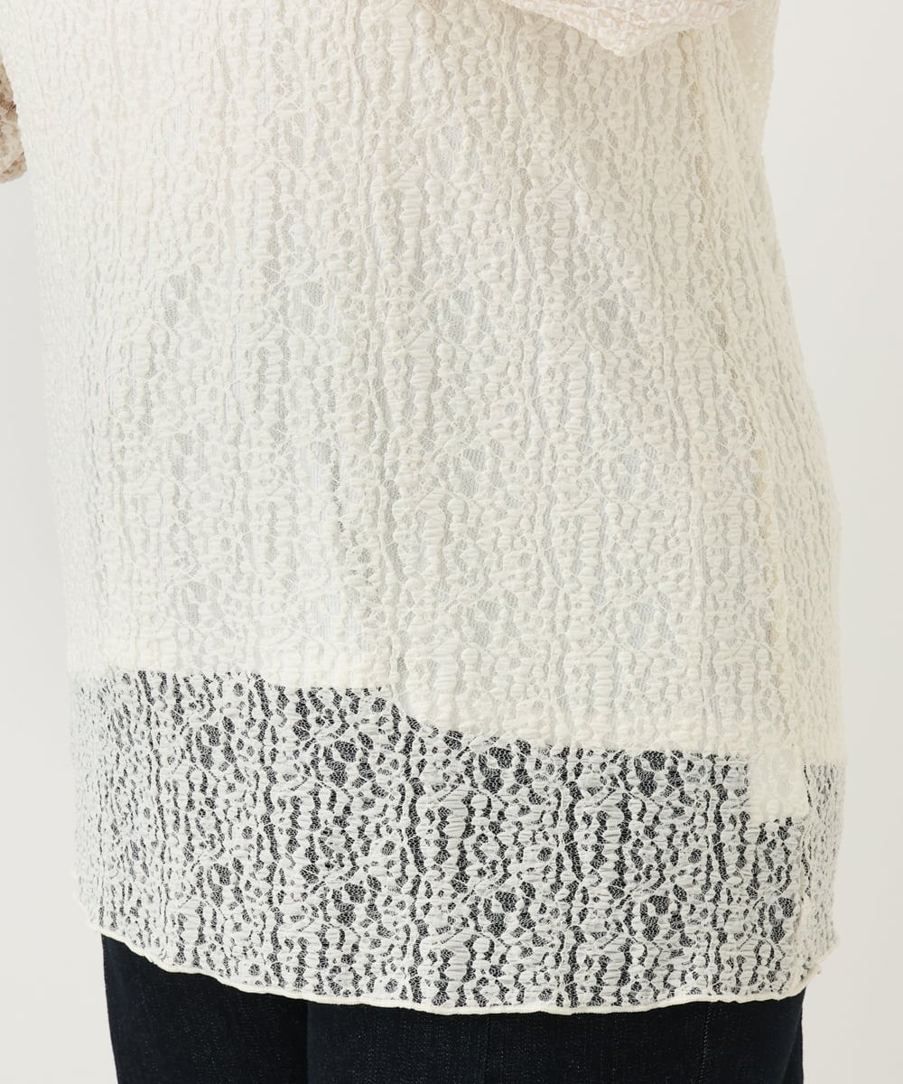 OLKLV21049 eur3(エウルキューブ) 【大きいサイズ】ストレッチレーストップス アイボリー(80)