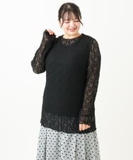 OLKLV21049 eur3(エウルキューブ) 【大きいサイズ】ストレッチレーストップス ブラック(94)