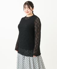 OLKLV21049 eur3(エウルキューブ) 【大きいサイズ】ストレッチレーストップス ブラック(94)